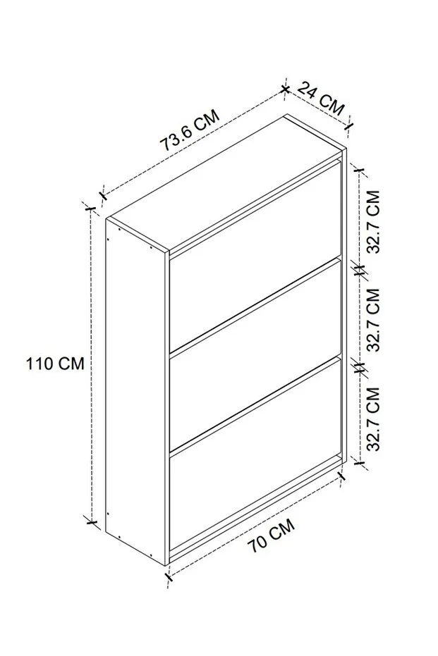 Düşer Kapak Ayakkabılık Kayar Raflı Ayakkabılık 3 Bölmeli Ayakkabılık